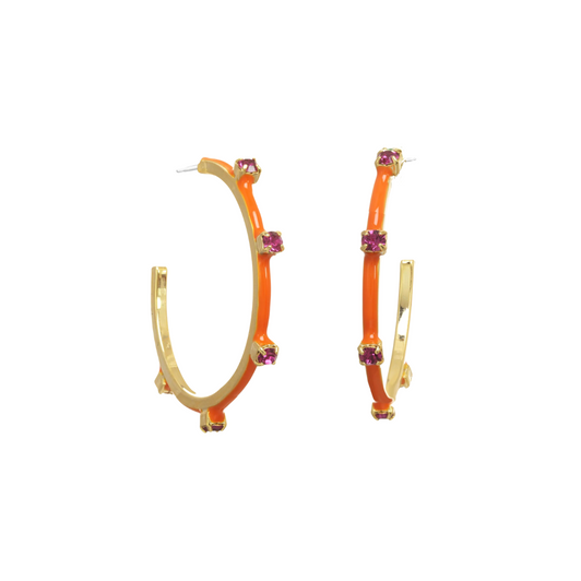 Tova Everly Studded Enamel Hoops Orange & Fuchsia Tova Everly Studded Enamel Hoops Orange & Fuchsia