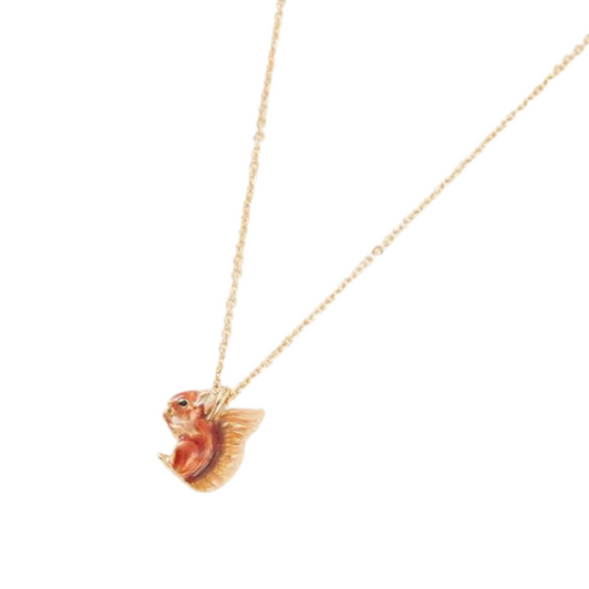 Fable Enamel Red Squirrel Necklace