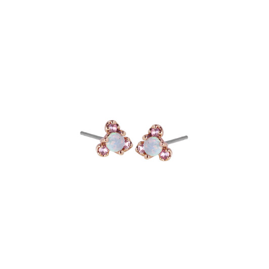 JJ+RR Trinity Rose Gold Studs Pink