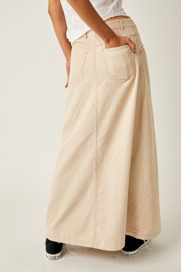 Free People Come As You Are Cord Maxi Skirt Beechwood