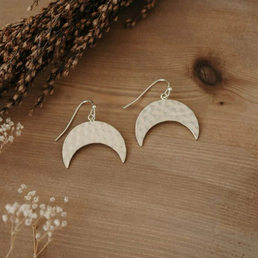 Wild Abandon Gold Plated Tattoo Moon Earrings