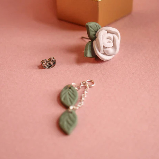 Rose & Clay Rosette Dangle Earrings Babiest Pink