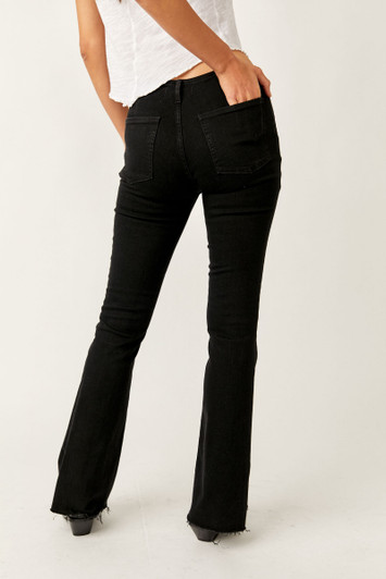 Free People Level Up Slit Bootcut Jeans Black