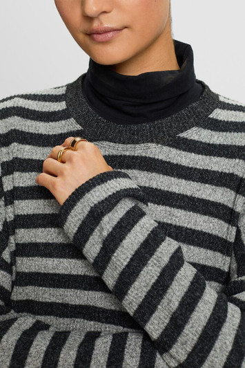 Esprit Soft Brushed Cozy Top Grey Stripe