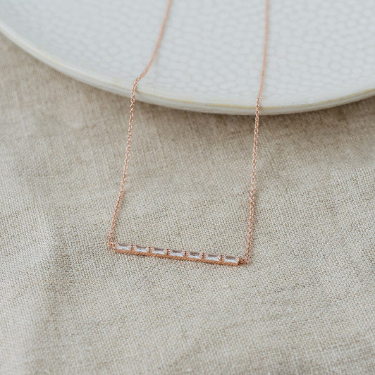 Glee Rose Gold Plated Poise Horizontal Necklace