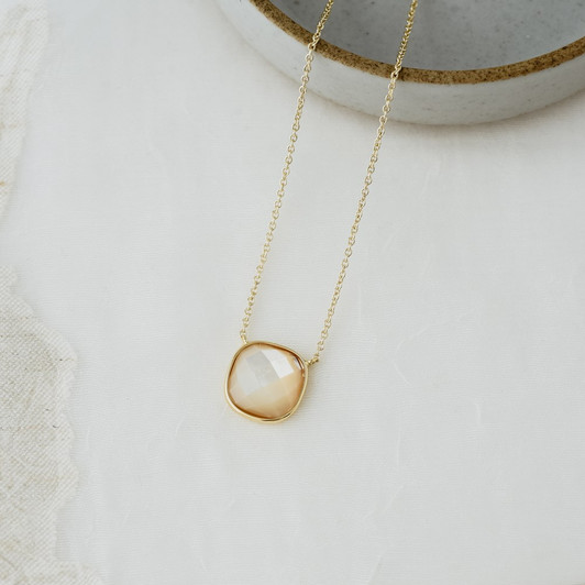 Glee Gold Plated Subtle Harmony Faceted Necklace Mother of Pearl Glee Gold Plated Subtle Harmony Faceted Necklace Mother of Pearl