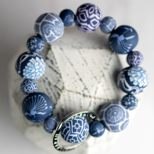 Jilzarah Clay Bead Wrist Keychain Dutch Blue