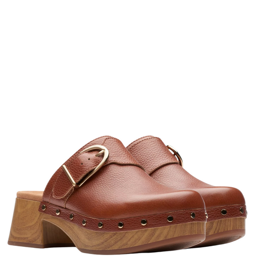 Clarks Sivanne Sun Tan Leather Clogs