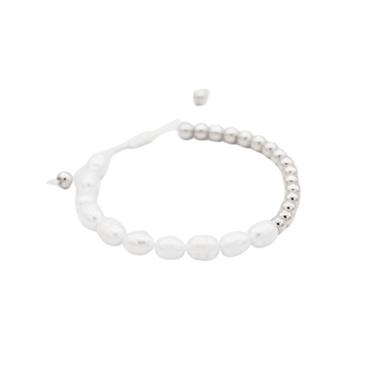 Caracol Bead & Pearl Bracelet Silver