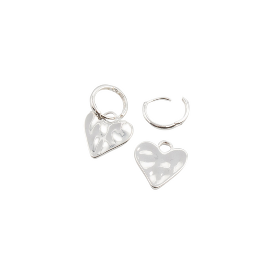Caracol Hammered Heart Hoops Silver