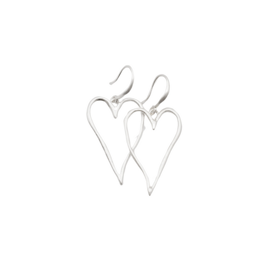 Caracol Large Wavy Heart Earrings Matte Silver