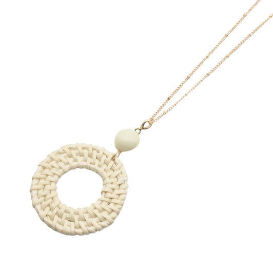 Caracol Long Woven Pendant Necklace Natural