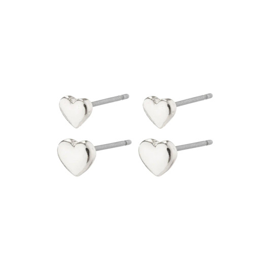 Pilgrim Afroditte Heart Stud Set Silver