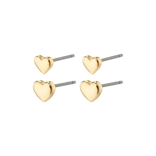 Pilgrim Afroditte Heart Stud Set Gold