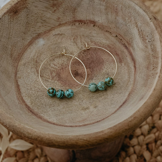 Wild Abandon Gold Plated Mystic Whispers Turquoise Hoops