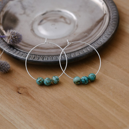 Wild Abandon Silver Plated Mystic Whispers Turquoise Hoops