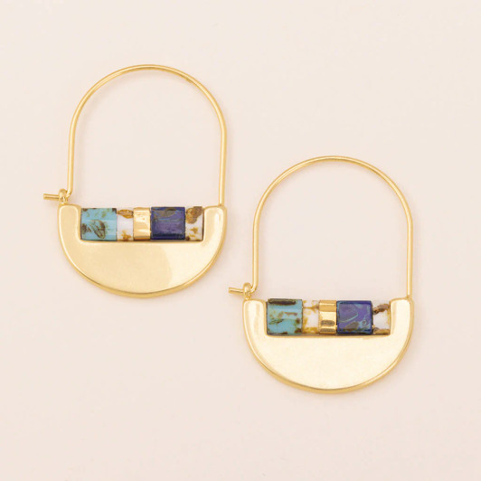 Scout Good Karma Miyuki Crescent Hoops Indigo & Gold