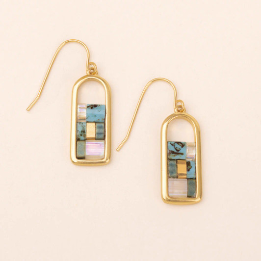 Scout Good Karma Miyuki Frame Earrings Turquoise & Gold