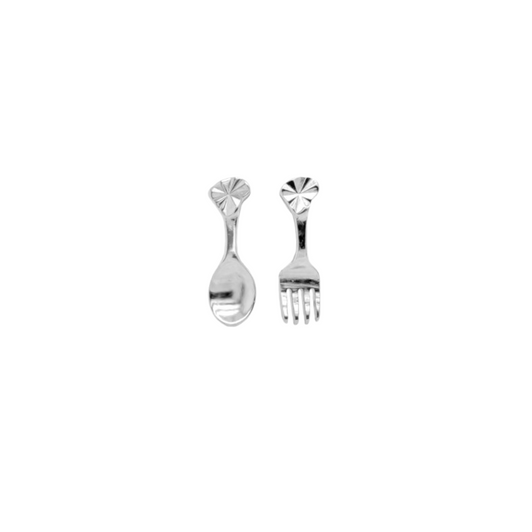 House of Jewellery Fork & Spoon Studs Rhodium