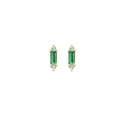 House of Jewellery Tiny Rectangular Emerald CZ Studs Gold Vermeil