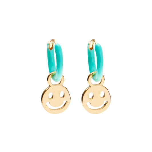 Foxy Originals Be Happy Smiley Hoops Turquoise