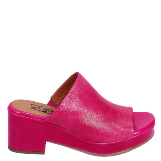 Miz Mooz Gwen Heeled Platform Slides Fuchsia Patent