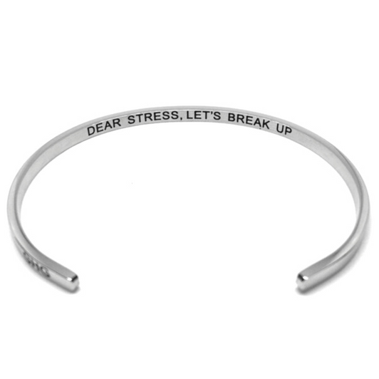 Glass House Goods "Dear Stress Let's Break Up" Silver Bracelet