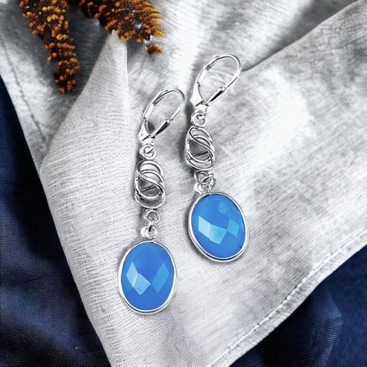 Elizabeth Burry Design Petrina Earrings Blue Chalcedony