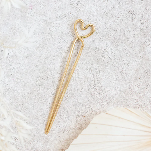 JustOne Moyo Heart Hair Pin Brass