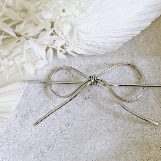 JustOne Utepe Bow Hair Pin Silver