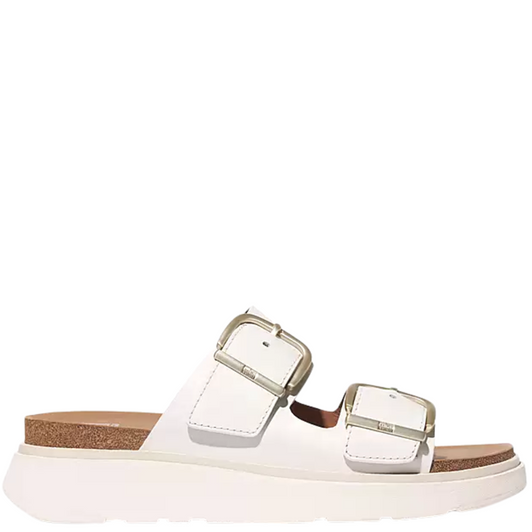 FitFlop Gen-FF Buckle Two Bar Leather Slides White