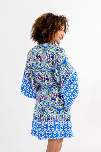 Molly Bracken Kimono Dress Blue Athena Print