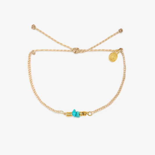 Pura Vida Turquoise Chip Braided Anklet Beige