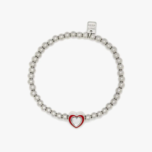 Pura Vida Enamel Heart Bracelet Silver