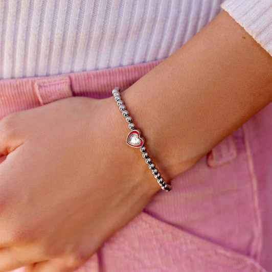 Pura Vida Enamel Heart Bracelet Silver