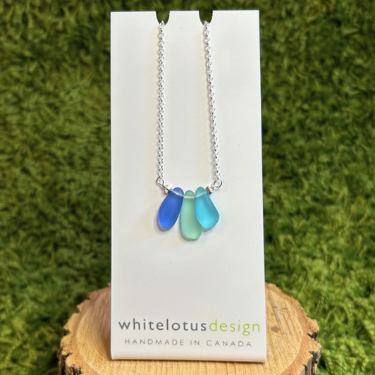 White Lotus Stacked Oblong Seaglass Necklace