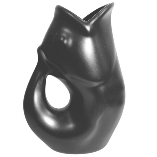 Gurgle Pot Fish Shaped Pitcher Large Matte Black