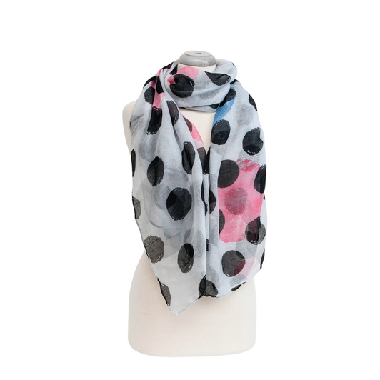 Caracol Multi Dot Print Scarf Grey & Black