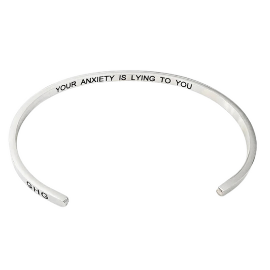 Glass House Goods "Your Anxiety is Lying to You" Silver Bracelet