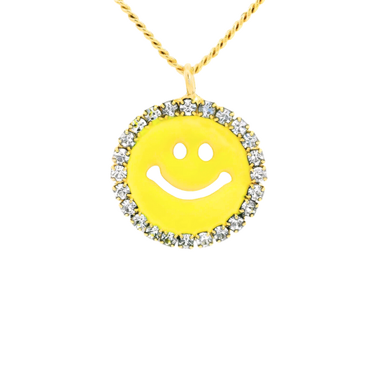 Tova Mini Be Happy Smile Necklace Yellow