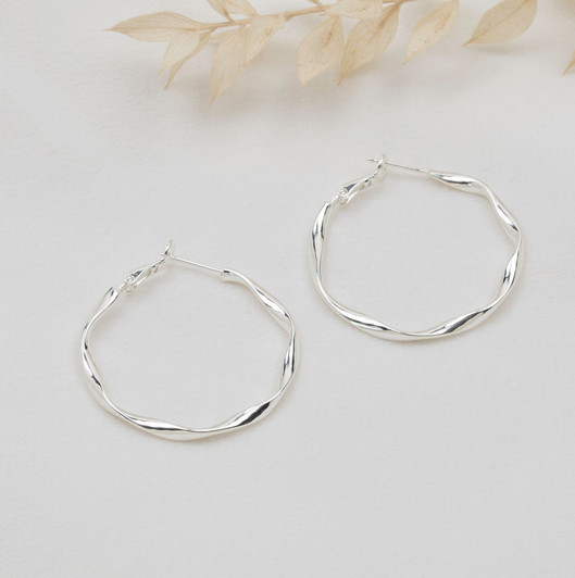 Glee Silver Plated Urban Wavy Hoops