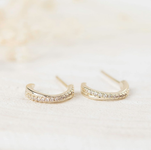 Glee Gold Plated Tiny Dancer Crystal Hoops