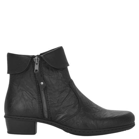 Rieker Fabiola Folded Cuff Ankle Boots Black