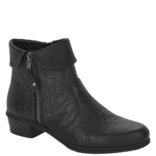 Rieker Fabiola Folded Cuff Ankle Boots Black