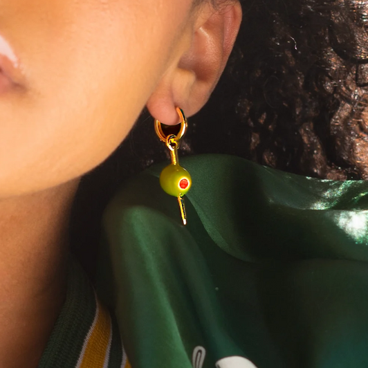 Peter + June Make It Dirty Olive Hoops Gold Plated
