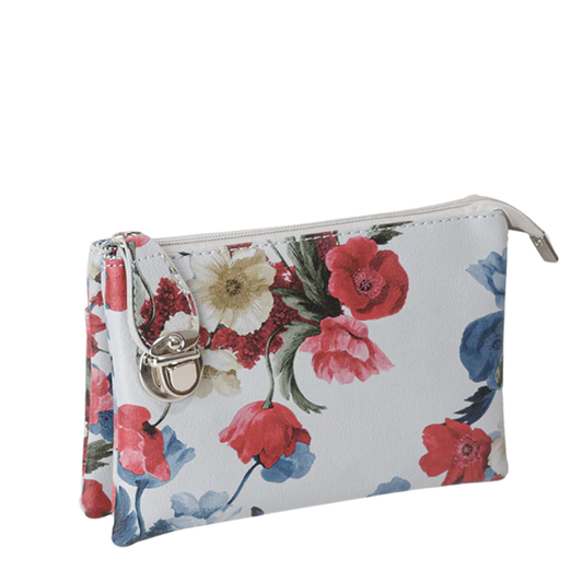 Caracol Small Wristlet & Crossbody Purse Grey Floral