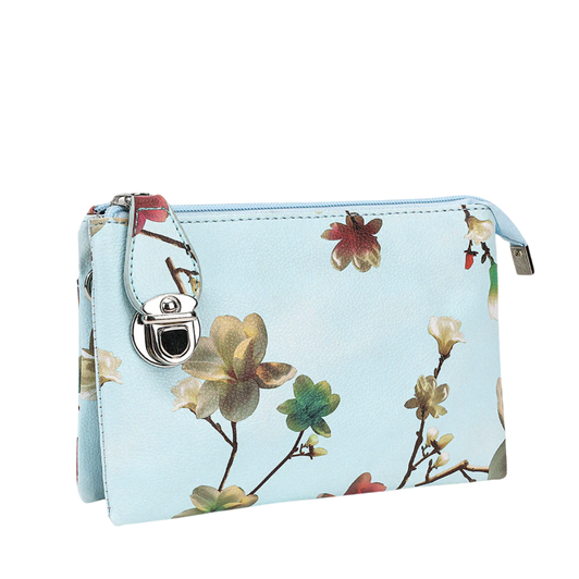 Caracol Small Wristlet & Crossbody Purse Blue Floral
