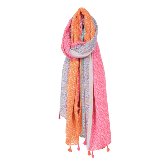 Caracol Ditsy Floral Print Scarf Orange & Purple