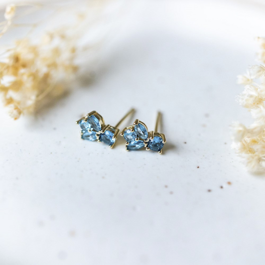 Glee Gold Plated Deco Studs Sky Blue