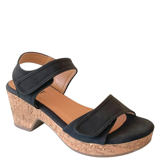 Taxi Elle-01 Cork Heels Black